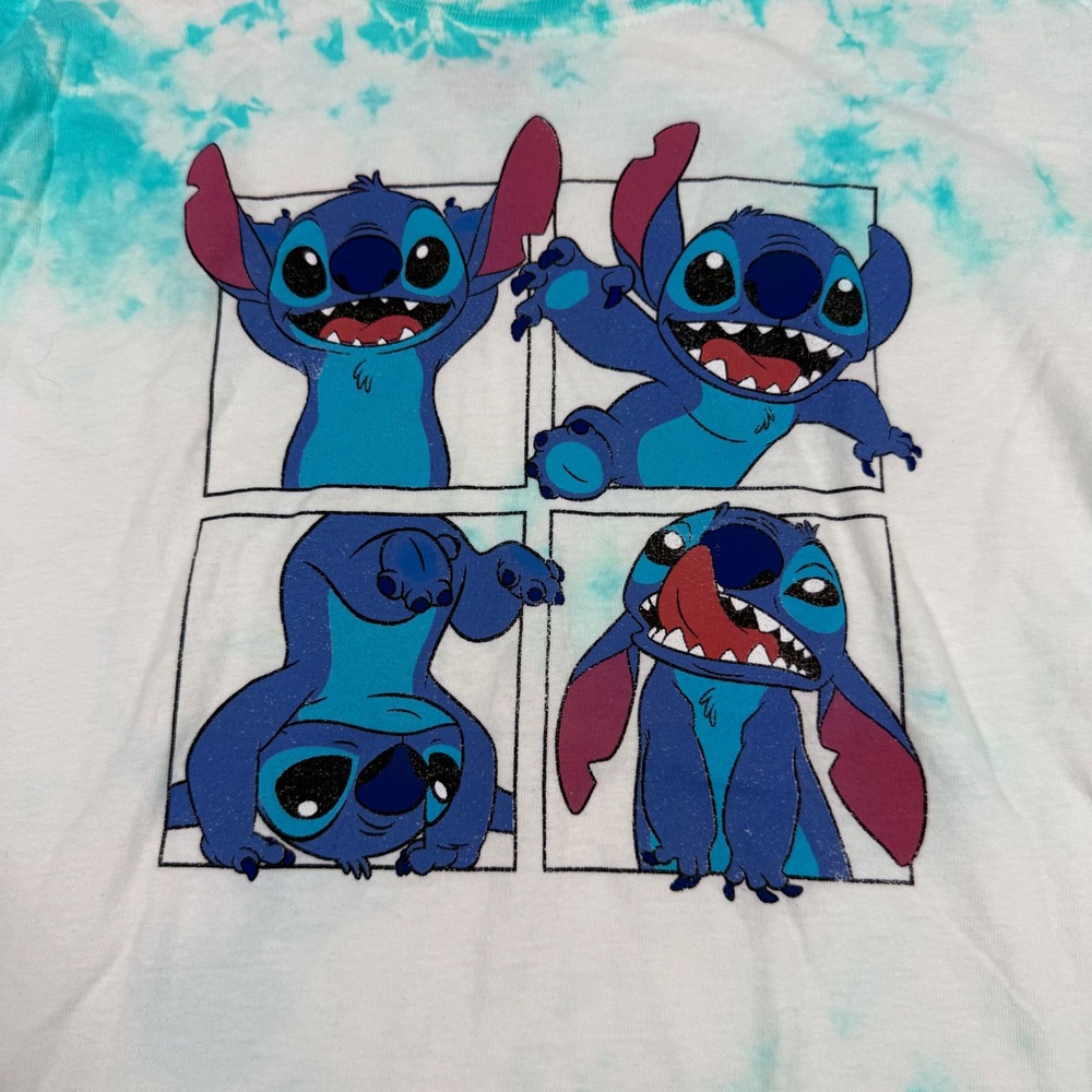 Disney Stitch‎ Tie Dye T-Shirt Kids L Four Pose Cartoon Graphic Tee